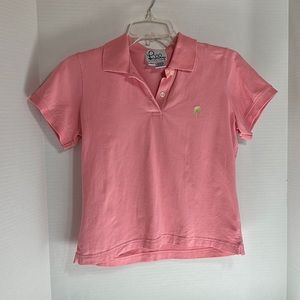 Lilly Pulitzer polo pink palm size petite large short sleeve preppy